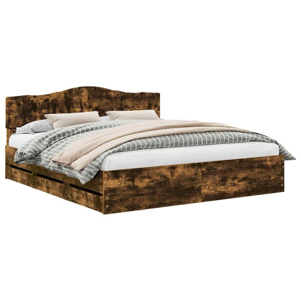 vidaXL S&auml;ngram med l&aring;da med lagring R&ouml;kt ek 200 x 200 cm Ingenj&ouml;rstr&auml;