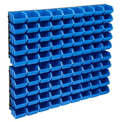 vidaXL Sortimentlådsats med väggpaneler 96 delar blå och svart