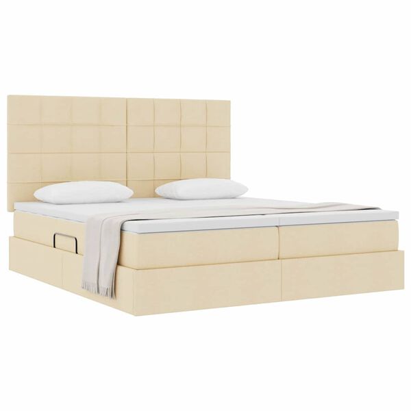 vidaXL F&ouml;rvaringss&auml;ng med madrass Kr&auml;m 200 x 200 cm Konstl&auml;der