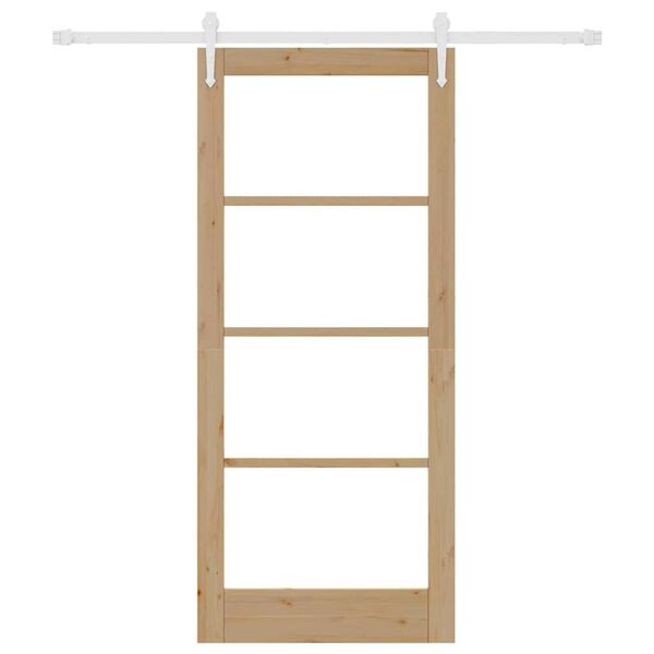 vidaXL Skjutd&ouml;rr Naturf&auml;rg 86 x 198,5 cm Massivt talltr&auml; och glas