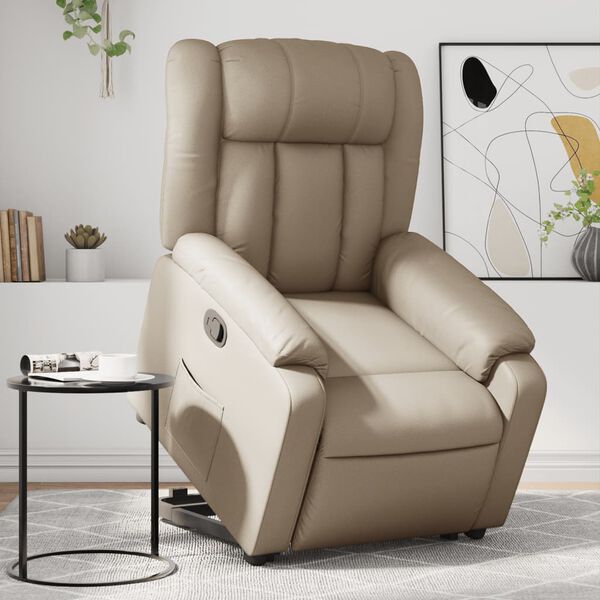 vidaXL Reclinerf&aring;t&ouml;lj med uppresningshj&auml;lp cappuccino konstl&auml;der
