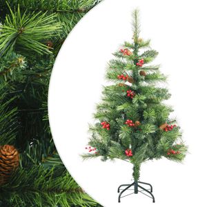 vidaXL Plastgran med kottar och r&ouml;da b&auml;r g&aring;ngj&auml;rn 150 cm