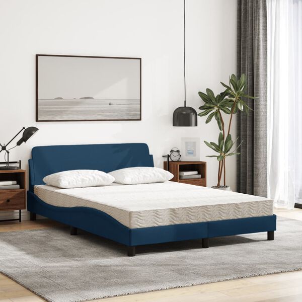 vidaXL Bed with Mattress "Dover" Blue 120x200 cm Fabric