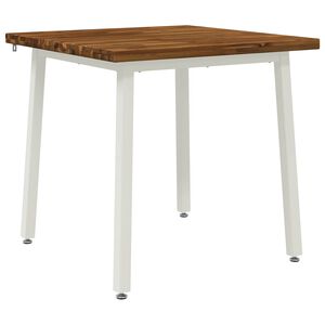 vidaXL 60 x 55 x 75 cm Massivt Akaciatr&auml; Naturlig och vit Rektangul&auml;r
