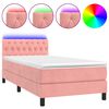 vidaXL Rams&auml;ng med madrass & LED rosa 100x200 cm sammet