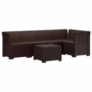 vidaXL 5-Sits Tr&auml;dg&aring;rdsoffa Rattanlook PP Brun
