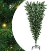 vidaXL Upp-och-ned konstgjort f&ouml;rbelyst julgran med kulset Gr&ouml;n 150 cm