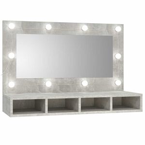 vidaXL Spegelsk&aring;p med LED betonggr&aring; 90x31,5x62 cm