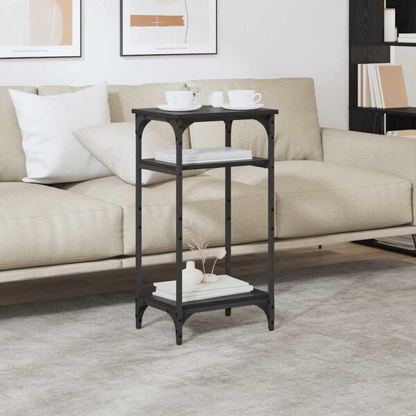 vidaXL Sidobord med hylla Svart Ek 40 x 30 x 75 cm Konstruerat tr&auml;