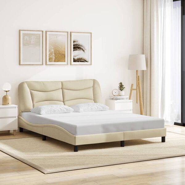 vidaXL Bed Frame without Mattress "Hvar" Cream 160x200 cm Fabric