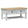 vidaXL Kaffeebord med l&aring;da Vit 100 x 48 x 45 cm Massiv furu