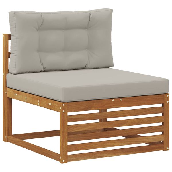 vidaXL Utomhussoffset 7 pcs Naturlig och Ljus Gr&aring; Massivt Akaciatr&auml;