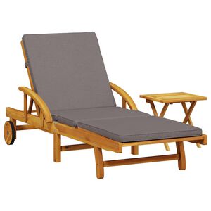 vidaXL Solstol med kudde och bord massivt akaciatr&auml;
