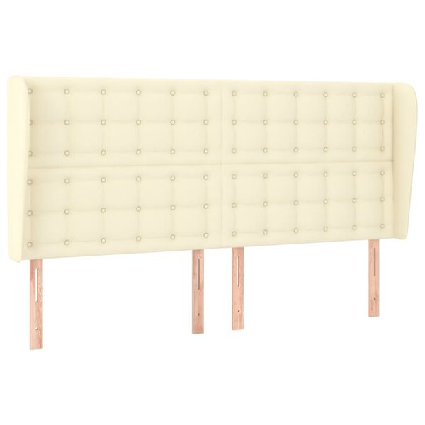 vidaXL S&auml;nggavel med kanter gr&auml;ddvit 163x23x118/128 cm konstl&auml;der