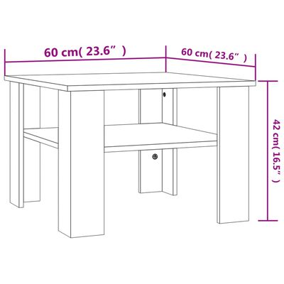 vidaXL Soffbord betonggrå 60x60x42 cm konstruerat trä