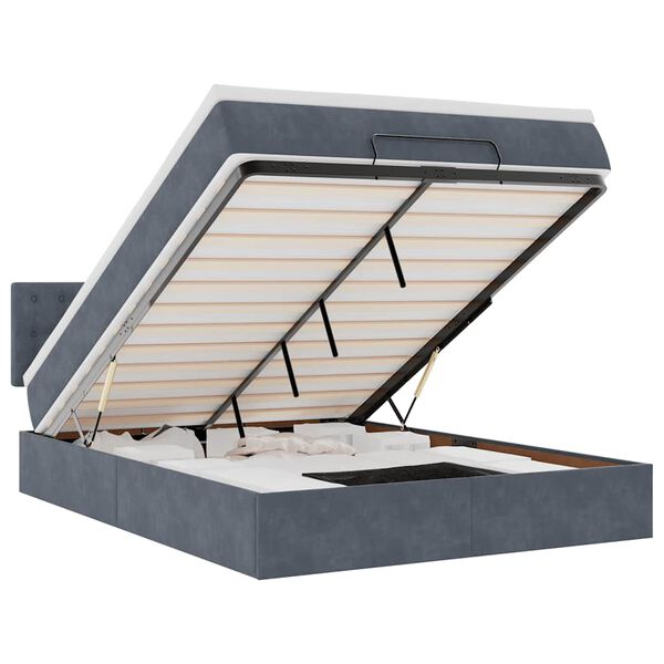 vidaXL Ottoman s&auml;ngram med madrass m&ouml;rkgr&aring; 140x200 cm sammet