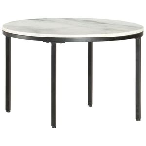 vidaXL Soffbord vit och svart &Oslash;65 cm massiv &auml;kta marmor