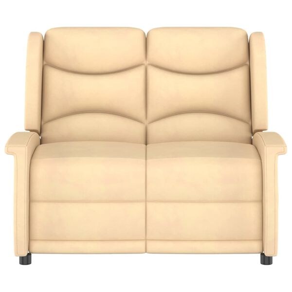 vidaXL Massagefåtölj 2-sits gräddvit mikrofibertyg