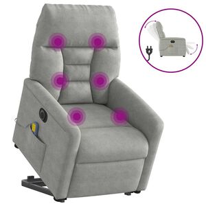 vidaXL Elektrisk massagef&aring;t&ouml;lj med uppresningshj&auml;lp mikrofibertyg