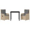 vidaXL Tr&auml;dg&aring;rdsm&ouml;belset 3 pcs Beige och Ljusgr&aring; konstrotting
