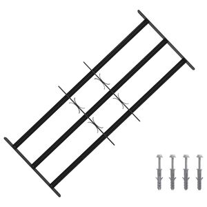 vidaXL F&ouml;nsterskyddsgaller med 3 Tv&auml;rstag 3 pcs 63-114 cm