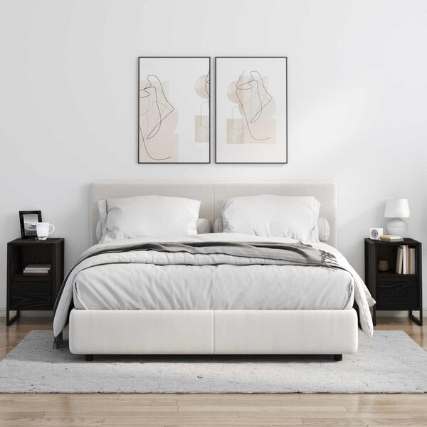 vidaXL S&auml;ngbord med l&aring;da Svart Ek 39,5 x 30 x 50 cm Konstruerat tr&auml;