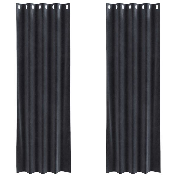vidaXL M&ouml;rkl&auml;ggningsgardiner 2 pcs M&ouml;rkgr&aring; 140 x 245 cm Sammet