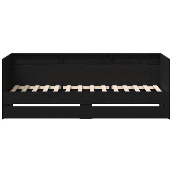 vidaXL S&auml;ngsoffa med huvudgavel Svart Ek 90 x 190 cm Konstruerat tr&auml;