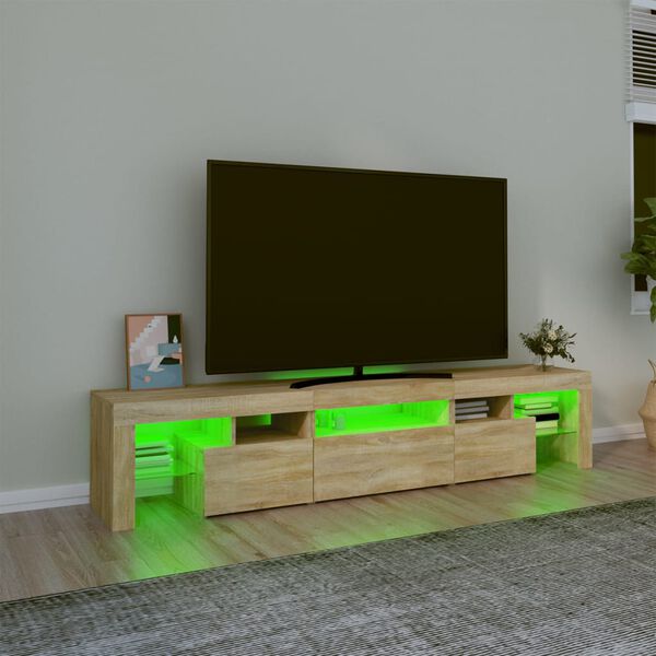 vidaXL Tv-bänk med LED-belysning sonoma ek 200x36,5x40 cm