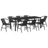 vidaXL Tr&auml;dg&aring;rdsm&ouml;belset 9 pcs Svart Pulverlackerat st&aring;l
