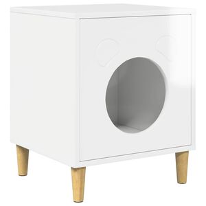 vidaXL Katt hus Glansig Vit 42,5 x 40 x 53 cm Konstruerat tr&auml;