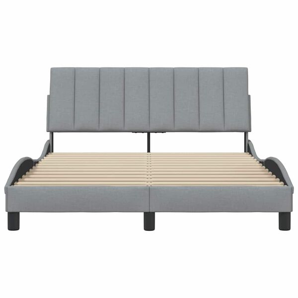 vidaXL Bed Frame without Mattress "Hanko" Light Grey 140x190 cm Fabric