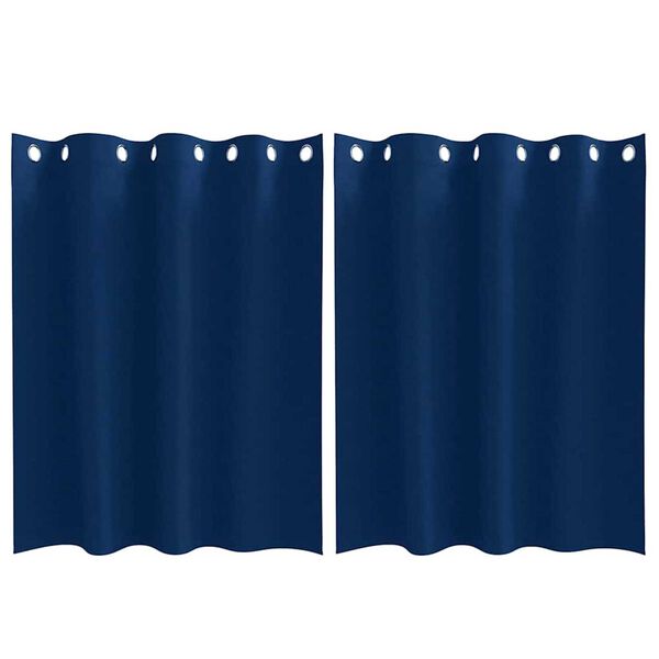 vidaXL M&ouml;rkl&auml;ggningsgardiner med Ringar 2 pcs M&ouml;rkbl&aring; 140 x 140 cm