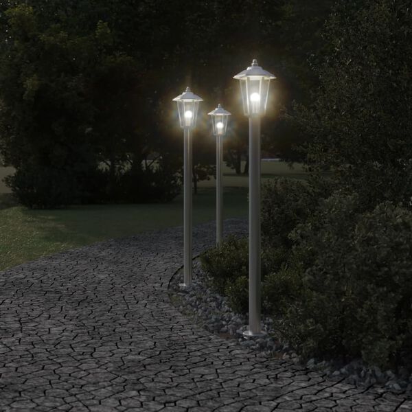 vidaXL Utomhusgolvlampa silver 120 cm rostfritt st&aring;l