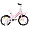 vidaXL Barncykel med frampaketh&aring;llare 14 tum vit och rosa