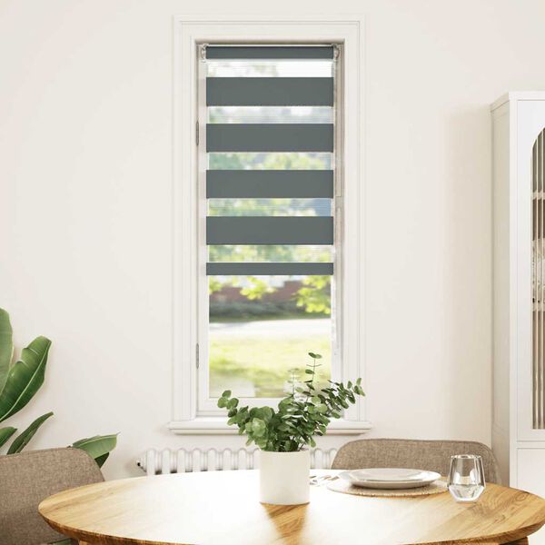 vidaXL Rullgardin zebra m&ouml;rkgr&aring; 45x100 cm tyg bredd 40,9 cm polyester