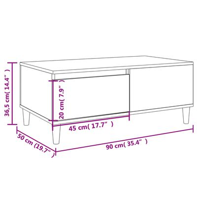vidaXL Soffbord sonoma-ek 90x50x36,5 cm konstruerat trä