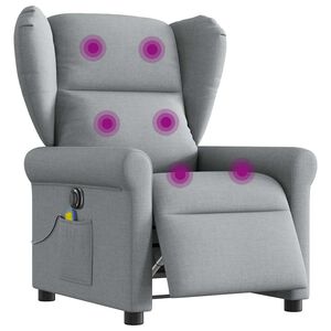 vidaXL Elektrisk massagef&aring;t&ouml;lj ljusgr&aring; tyg