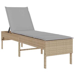 vidaXL Solstol med dyna beige 55x200x44cm konstrotting
