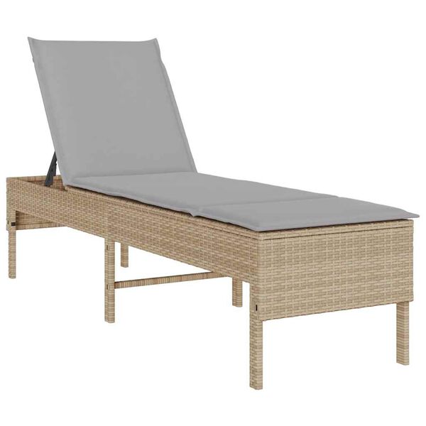 vidaXL Solstol med dyna beige 55x200x44cm konstrotting