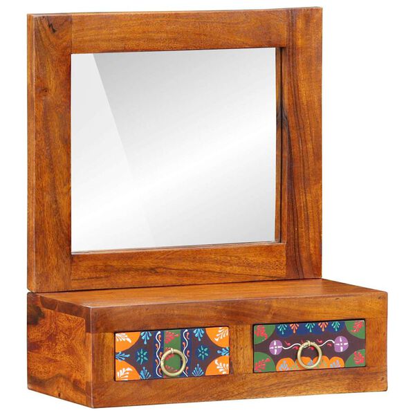 vidaXL Väggskåp med låda Brun 40 x 20 x 50 cm Massivt akaciaträ