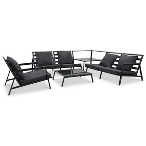 vidaXL Loungegrupp f&ouml;r tr&auml;dg&aring;rden med dynor 5 delar aluminium m&ouml;rkgr&aring;