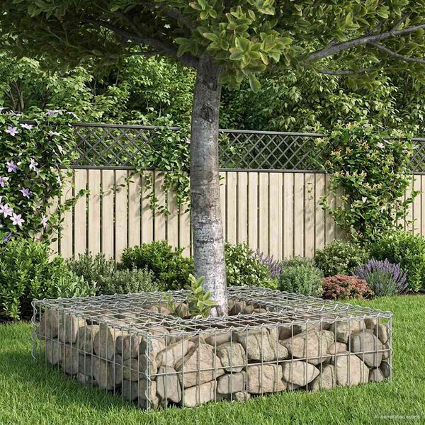 vidaXL Gabion upph&ouml;jd s&auml;ng Silver 80 x 80 x 20 cm Galvaniserat St&aring;l