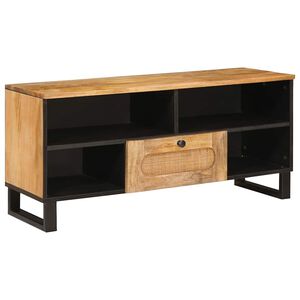 vidaXL TV-sk&aring;p med l&aring;da Brun 100 x 33 x 46 cm Massivt mangotr&auml;