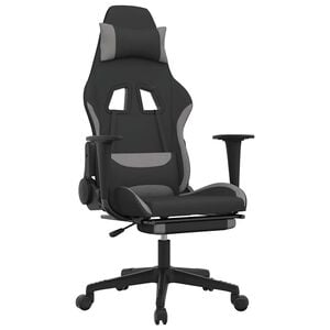 vidaXL Gamingstol med fotst&ouml;d och massage svart och ljusgr&aring; tyg