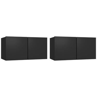 vidaXL Hängande TV-skåp 2 st svart 60x30x30 cm
