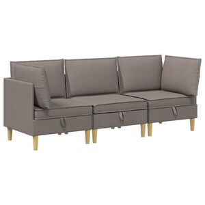 vidaXL Modulsoffor med f&ouml;rvaring 3 st Taupe Tyg