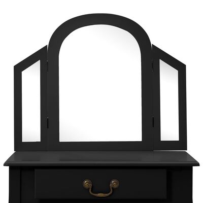 vidaXL Sminkbord med pall svart 65x36x128 cm kejsarträ MDF