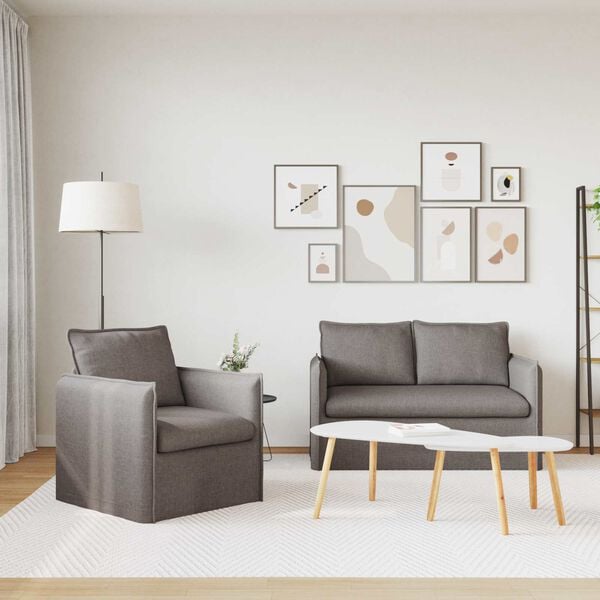 vidaXL Soffa 2 pcs Taupe