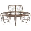 vidaXL Tr&auml;db&auml;nk 8-Antal sittplatser &Oslash; 160 x 89 cm St&aring;l Antikbrun Rund